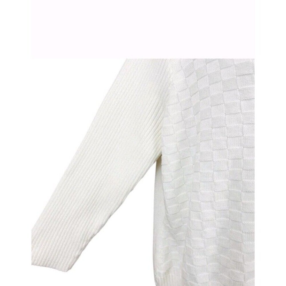 Rafalla Woman Woven Knit V-eck Sweater Size 2X Color: off-white - Picture 6 of 8